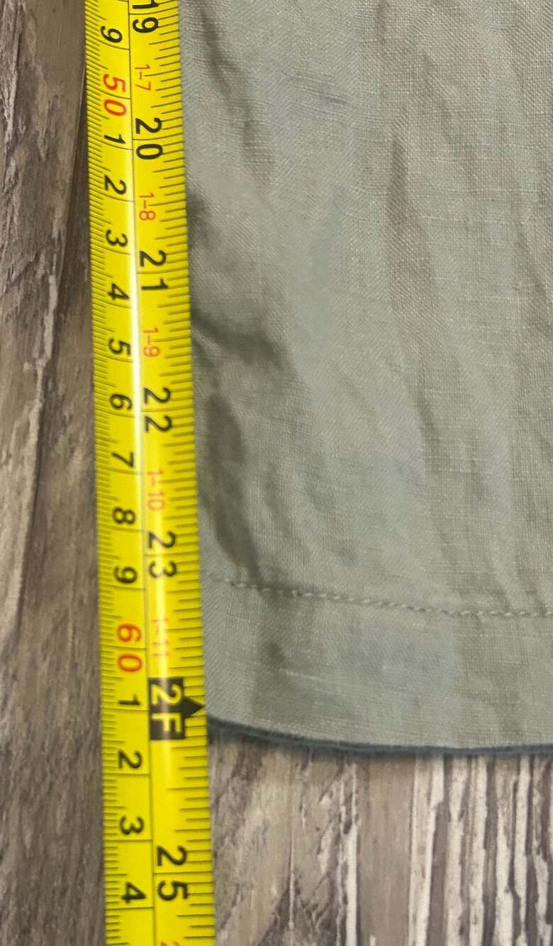 Nicole Miller New York Sage Green 100% Linen Pleated Wide-Leg Pants - Picture 7 of 9